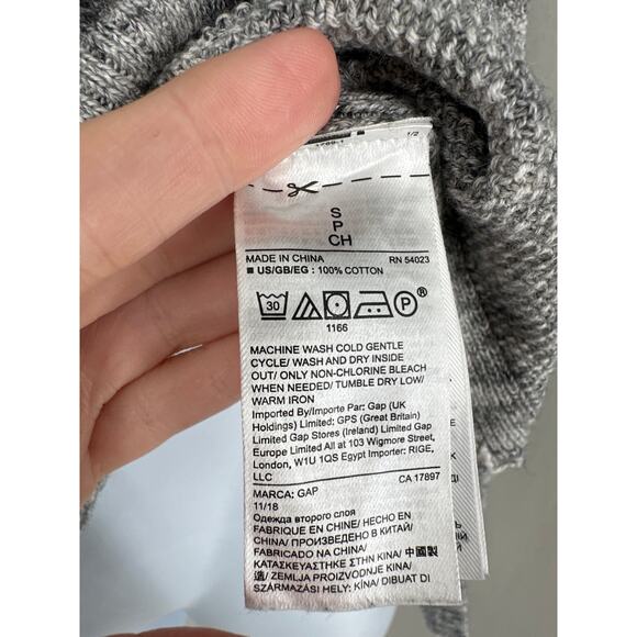 GAP Hoodie Sweater Womens Small Gray Tunic Knit Cotton Cozy Casual Drawstring - Picture 2 of 6